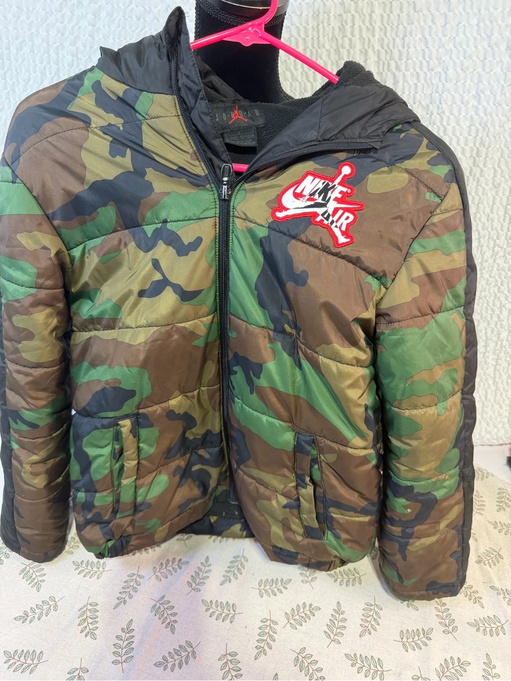 Jordan Kids' Camo Puffer Jacket in Green and Brown